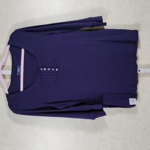 2/$10 04135 Chaps purple ribbed knit top w/ button trim 2X